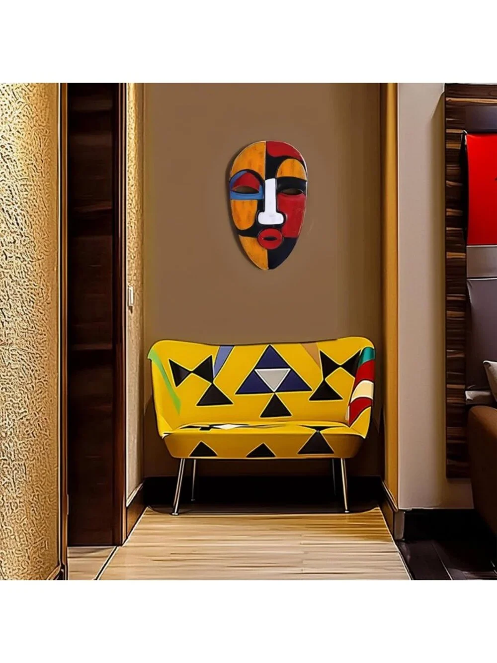 Abstract African Masks Wall Decor - Resin Tribal Art for Living Room, Office